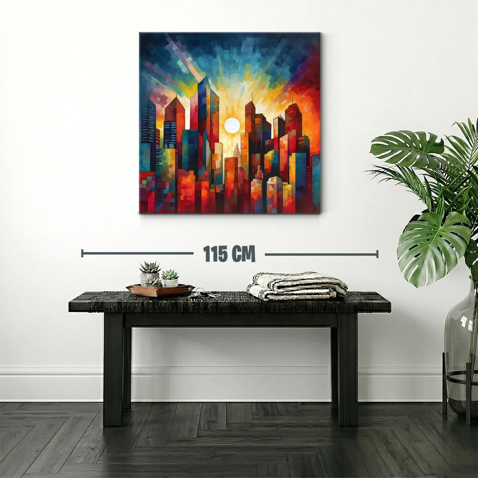 Atardecer vibrante sobre la ciudad iluminada — miniatura 2