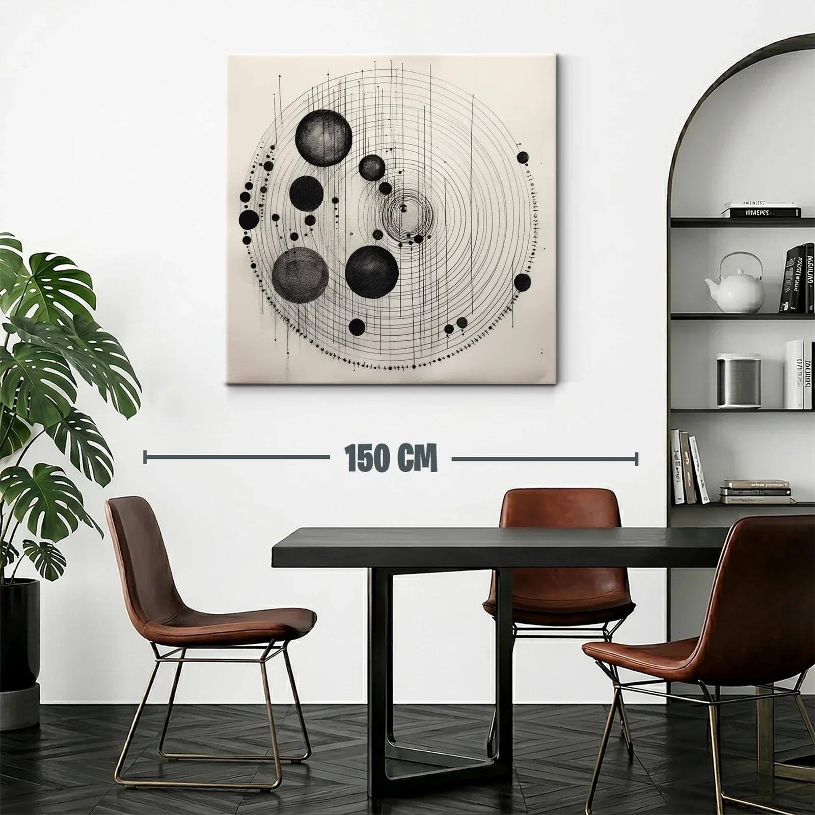 Composición abstracta en círculos concéntricos y esferas negras — miniatura 2