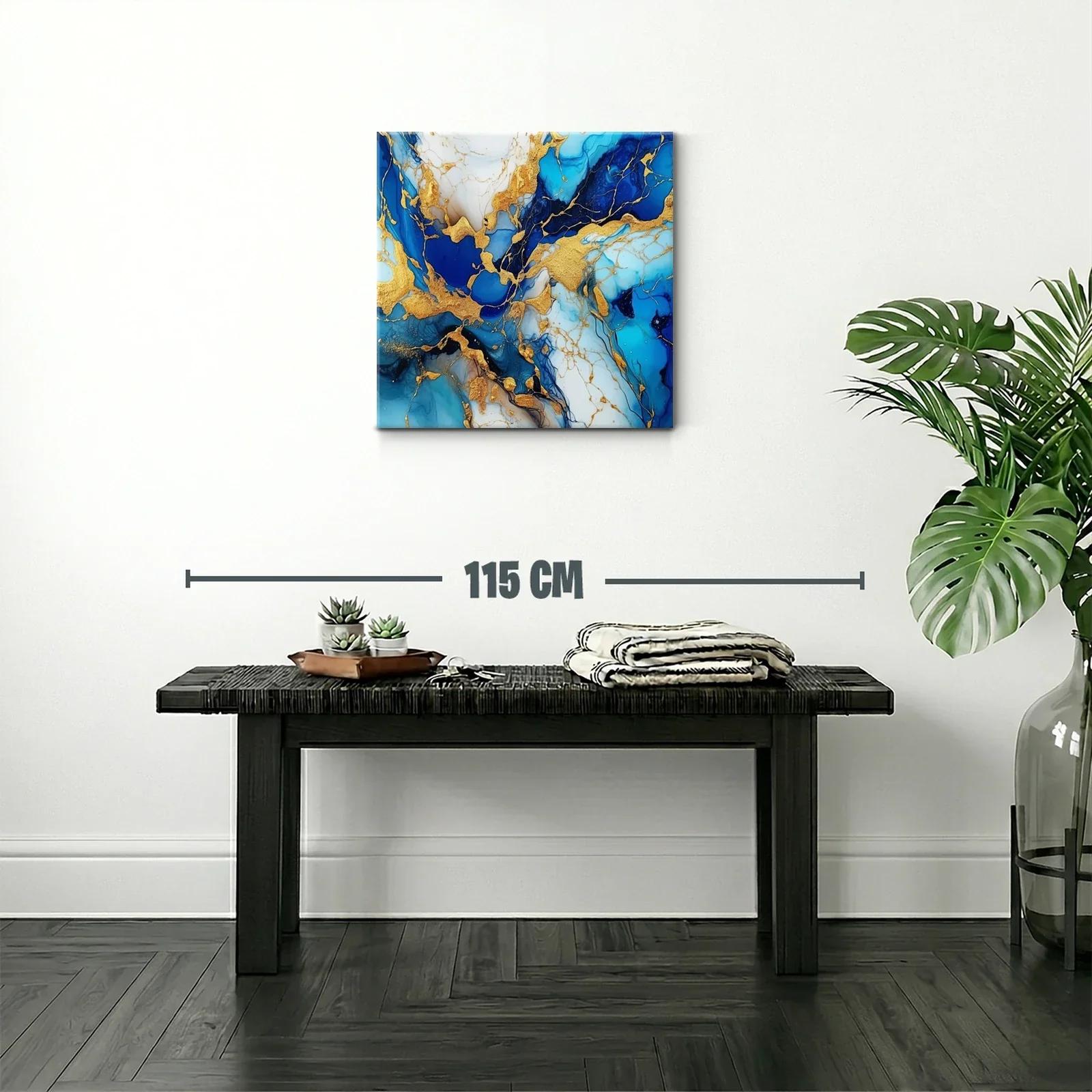 Composición abstracta en azul y dorado vibrante — miniatura 2