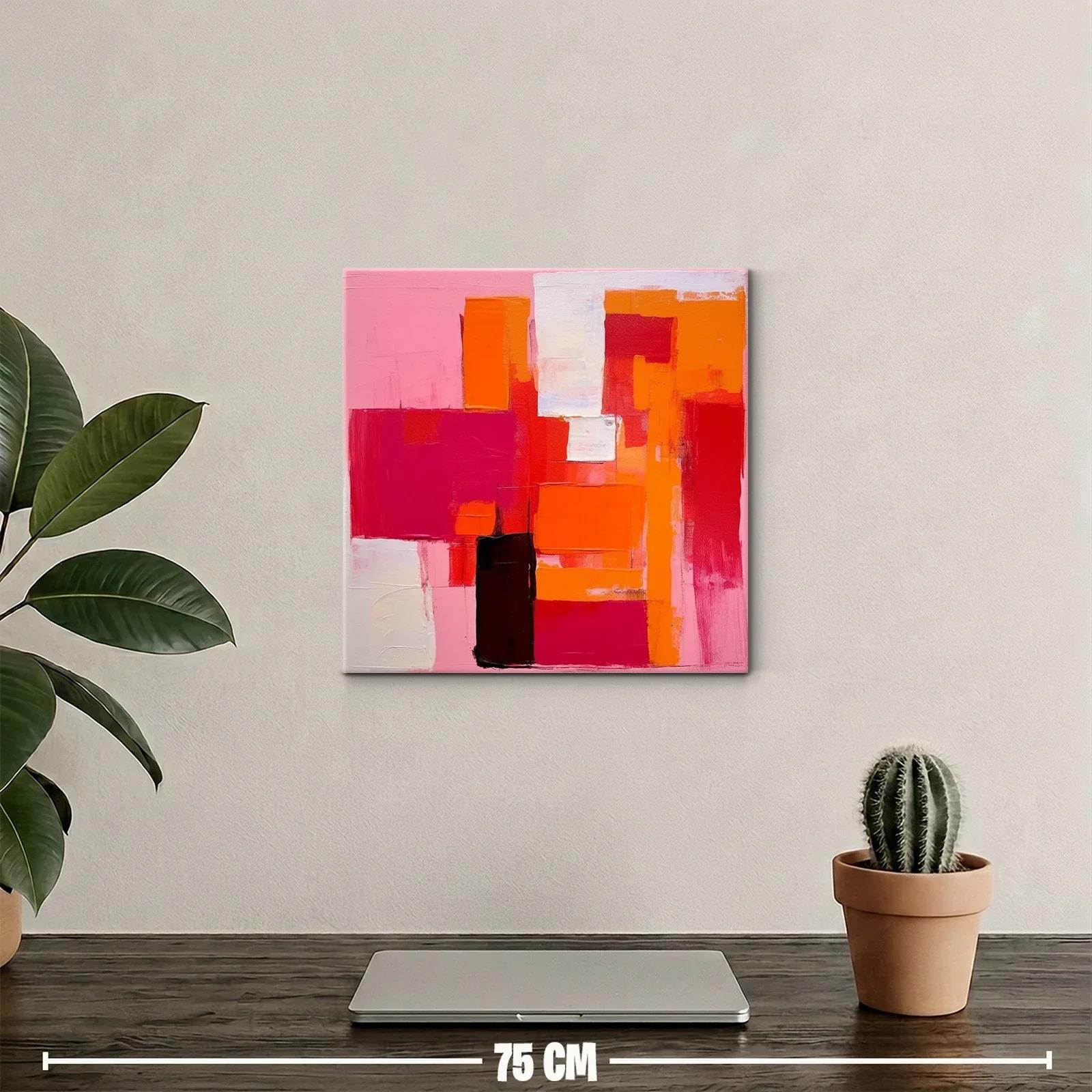 Cuadro abstracto en tonos cálidos vibrantes y formas geométricas — miniatura 2