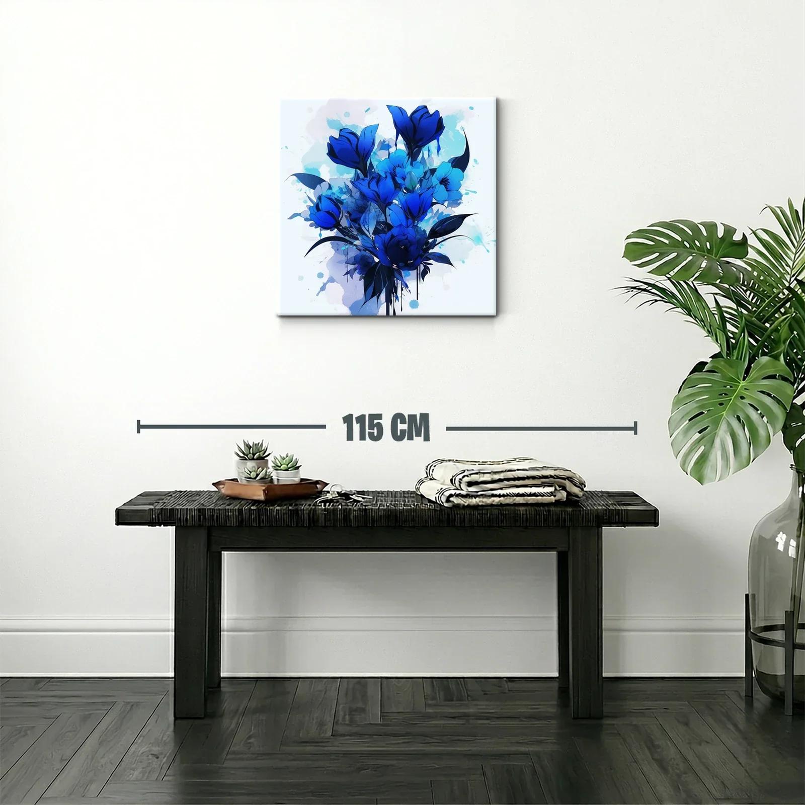 Ramo elegante de flores en tonos azules vibrantes — miniatura 2