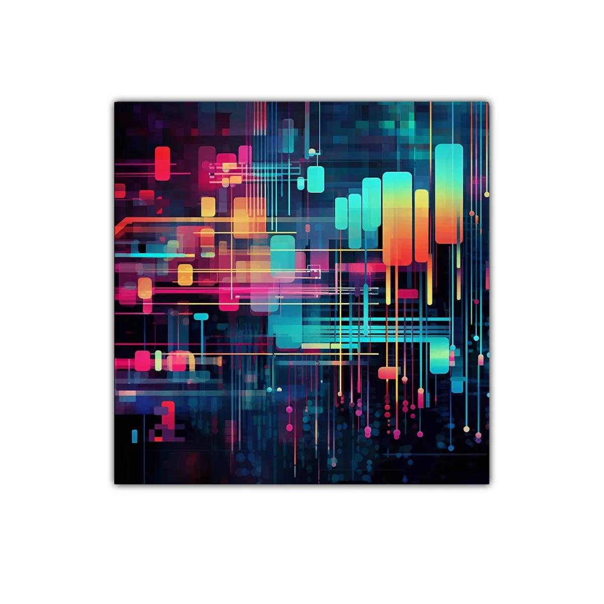 Composición abstracta de formas y líneas de colores vibrantes