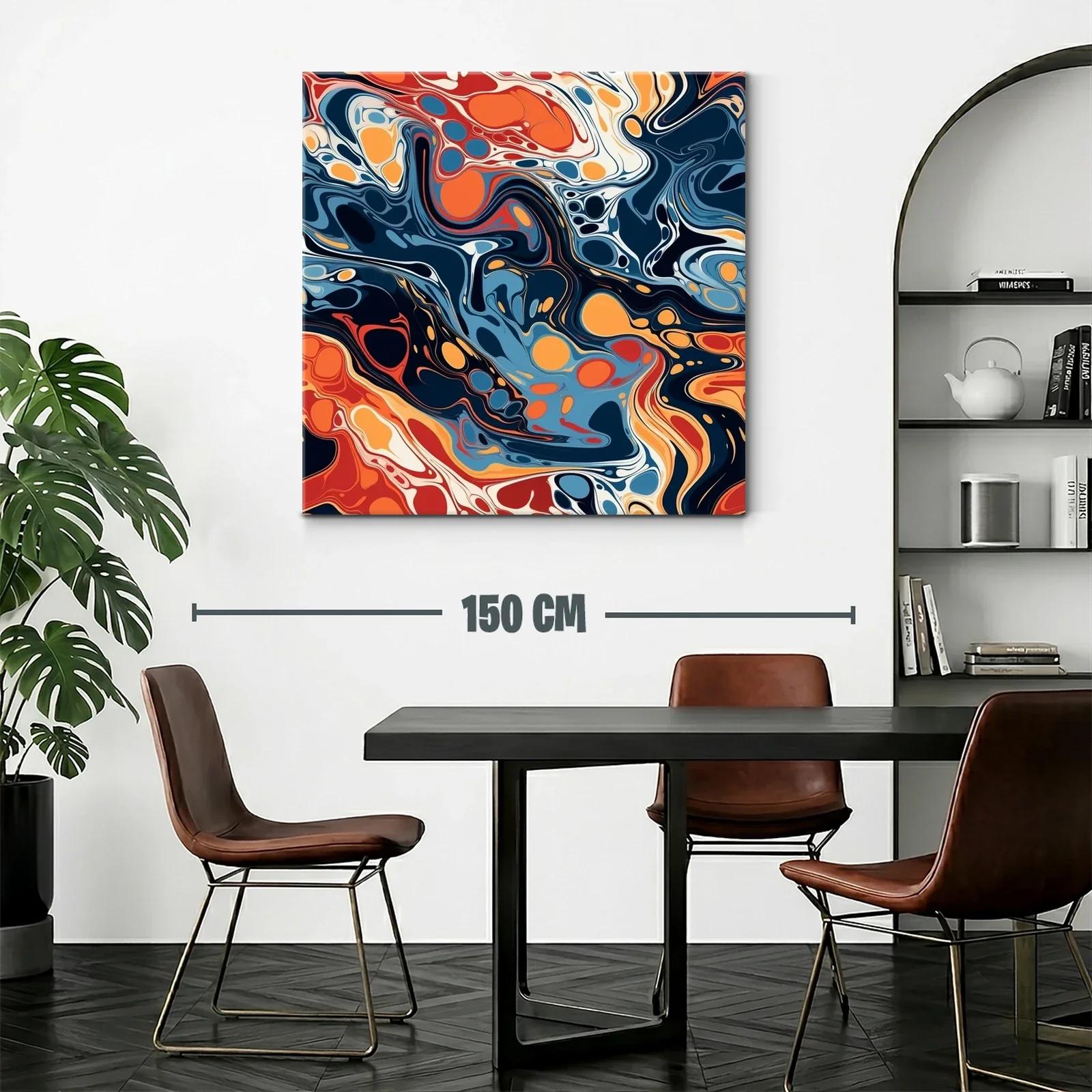 Cuadro abstracto con tonos cálidos y fríos vibrantes — miniatura 2