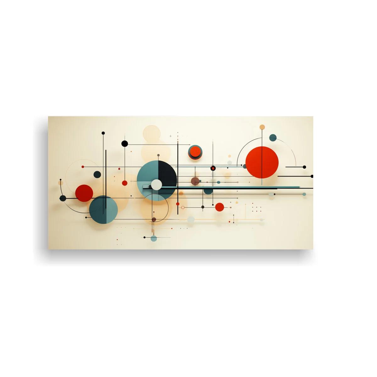 Cuadro composición geométrica con círculos y retícula técnica
