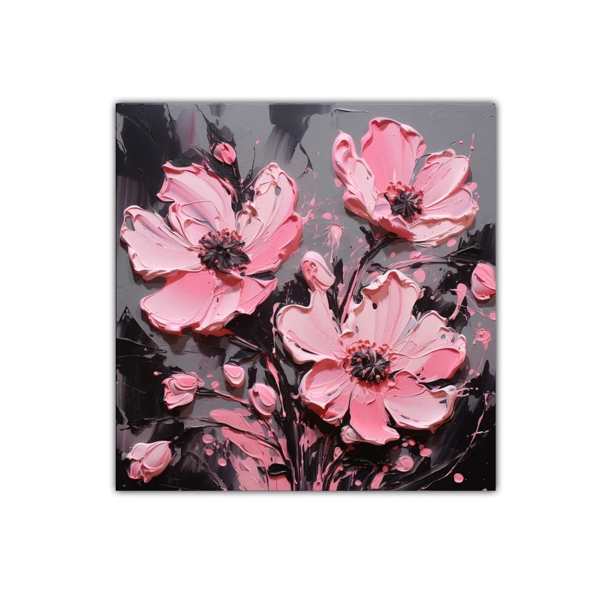 Cuadro decorativo con flores rosas sobre fondo oscuro — imagen principal