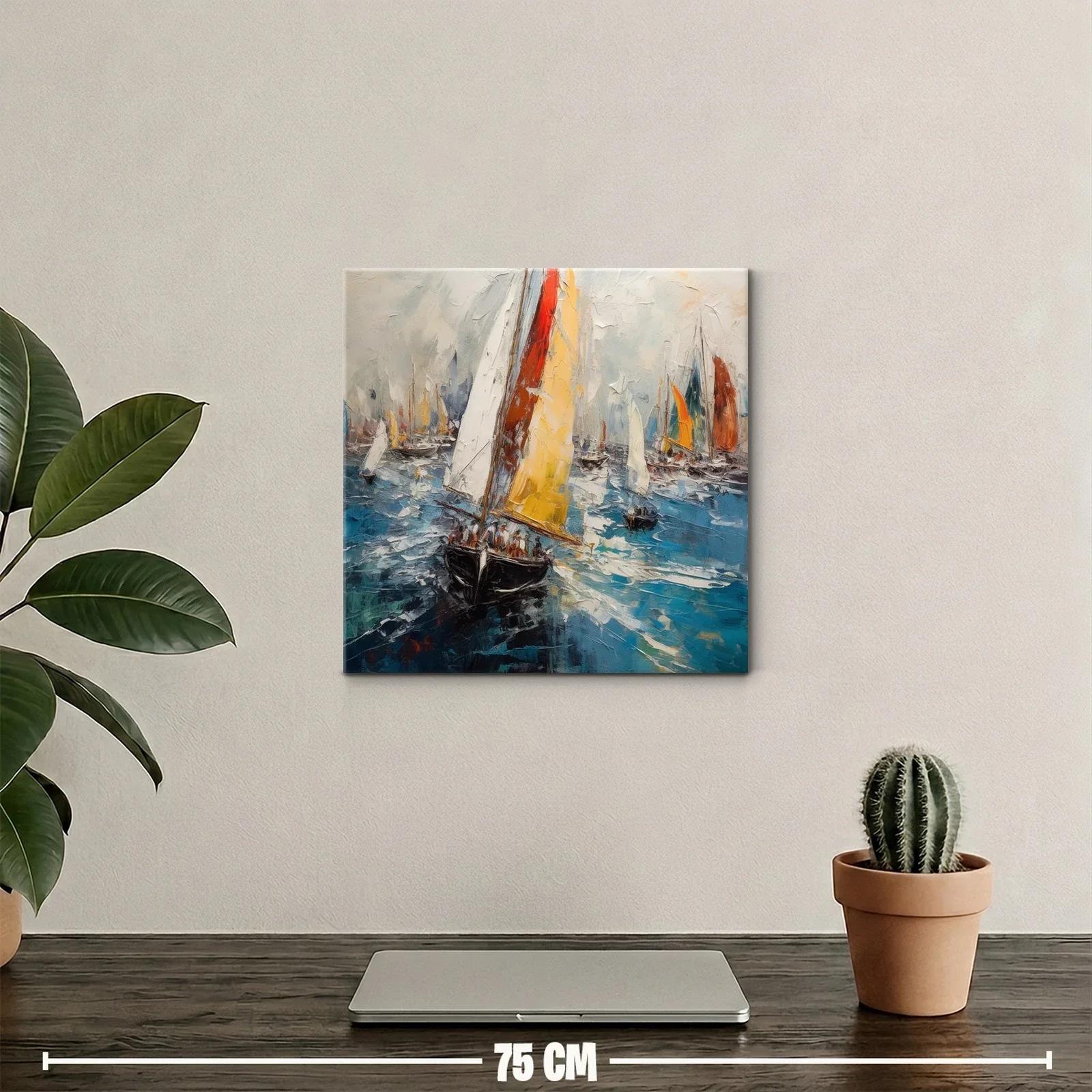 Regata de veleros en vibrantes aguas azules — miniatura 2
