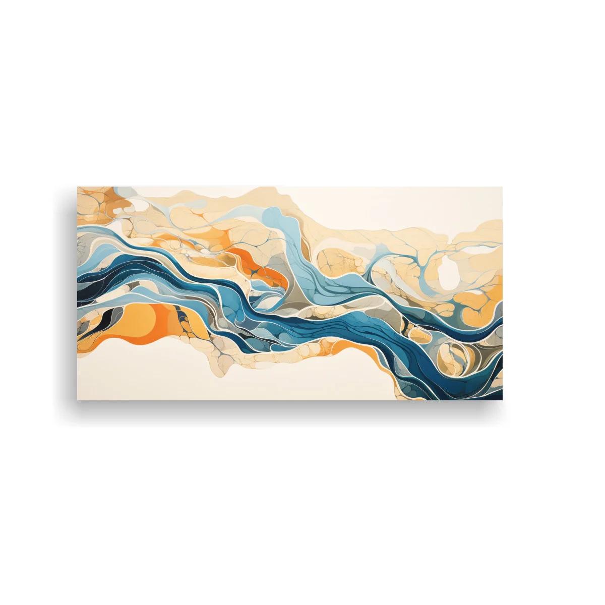 Cuadro ondas fluidas abstractas con franja sinuosa