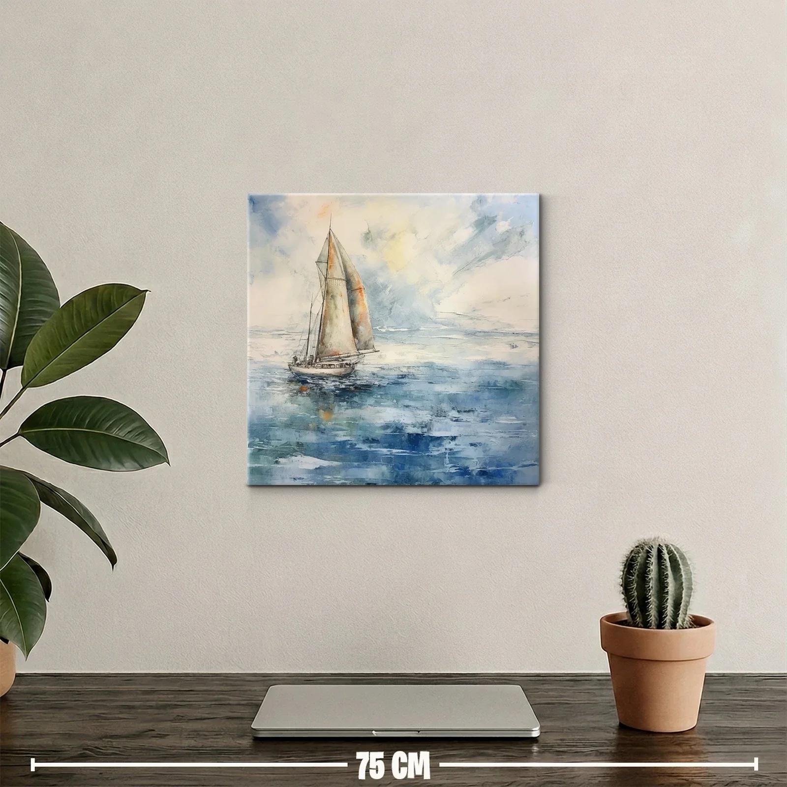 Barco a vela navegando en mar sereno al atardecer — miniatura 2