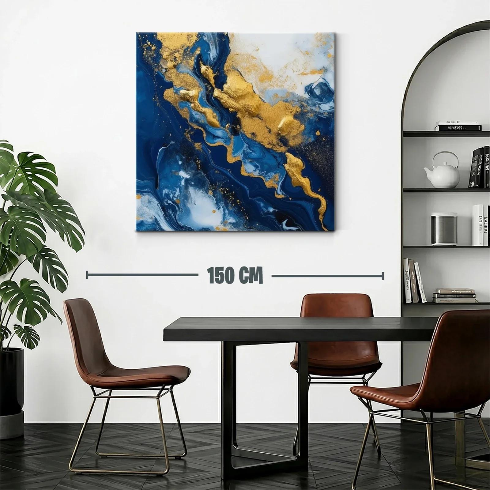 Arte abstracto en azul y dorado para ambientes elegantes — miniatura 2