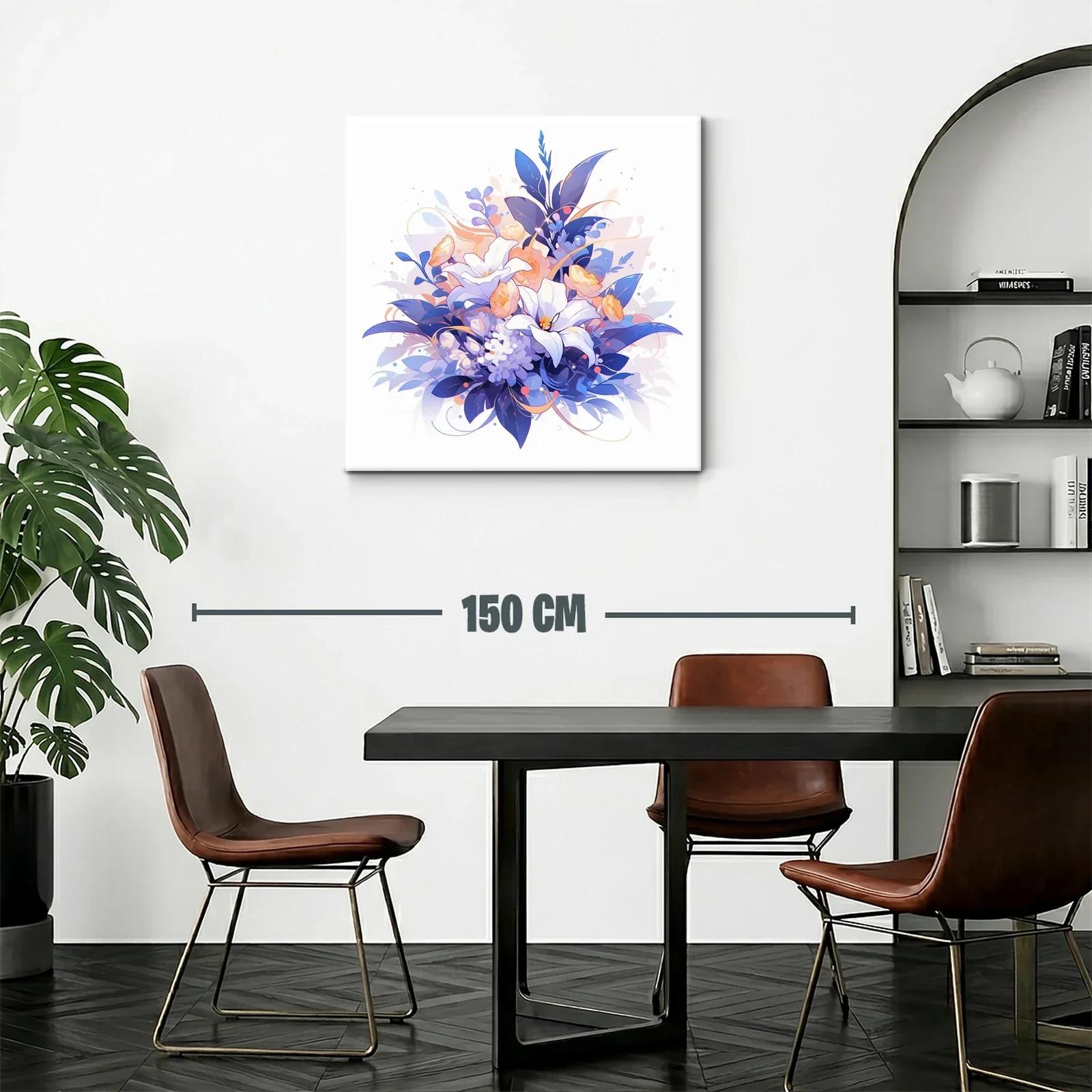 Armonioso ramo floral en tonos azules y melocotón — miniatura 2