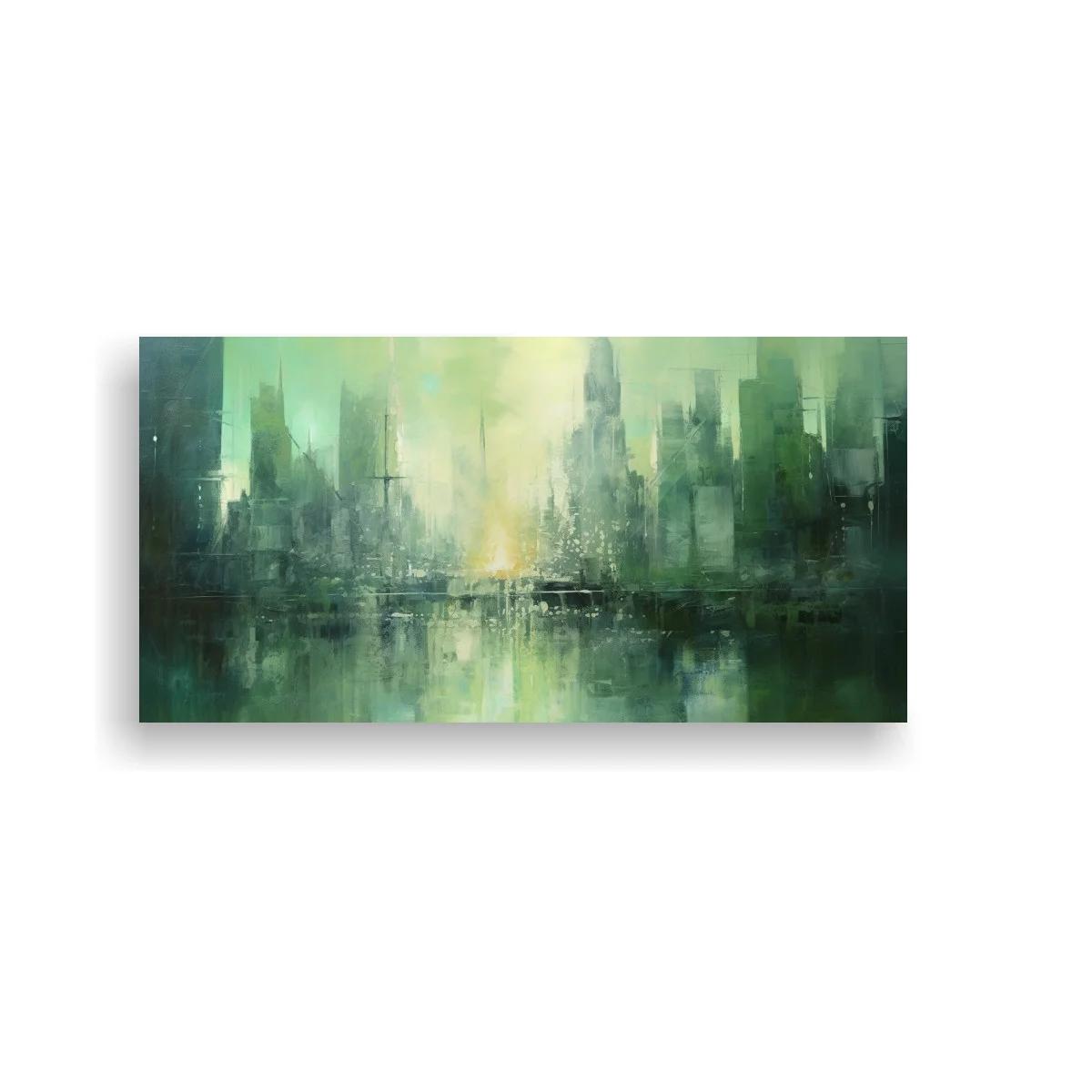Cuadro skyline urbano difuminado con reflejo de luz
