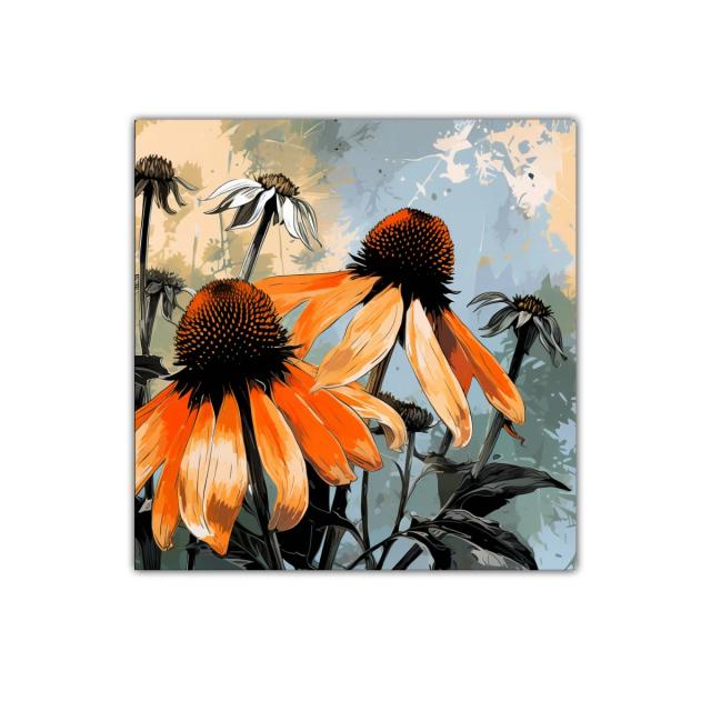 Flores vibrantes con tonos naranja y fondo sereno