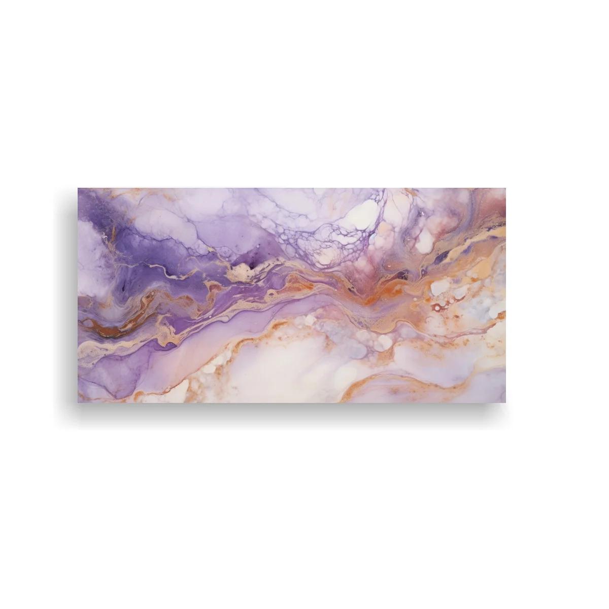Cuadro textura marmoleada lila con vetas doradas y cobre