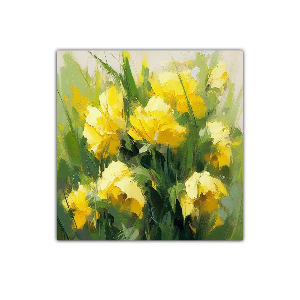 Cuadro Floral con Vibrantes Flores Amarillas y Verdes — imagen principal