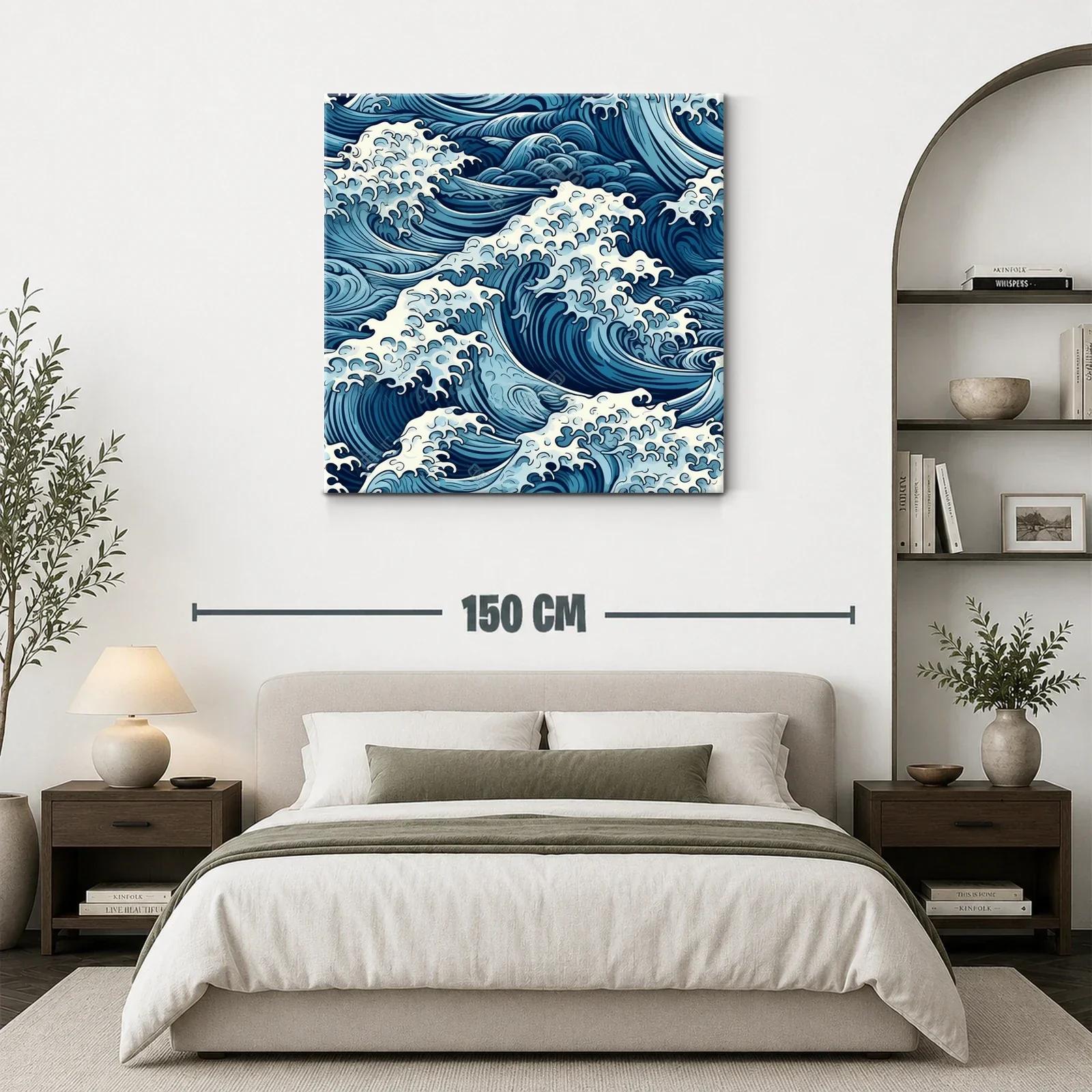 Cuadro con Motivo de Olas en Tonos Azules y Blancos — miniatura 3