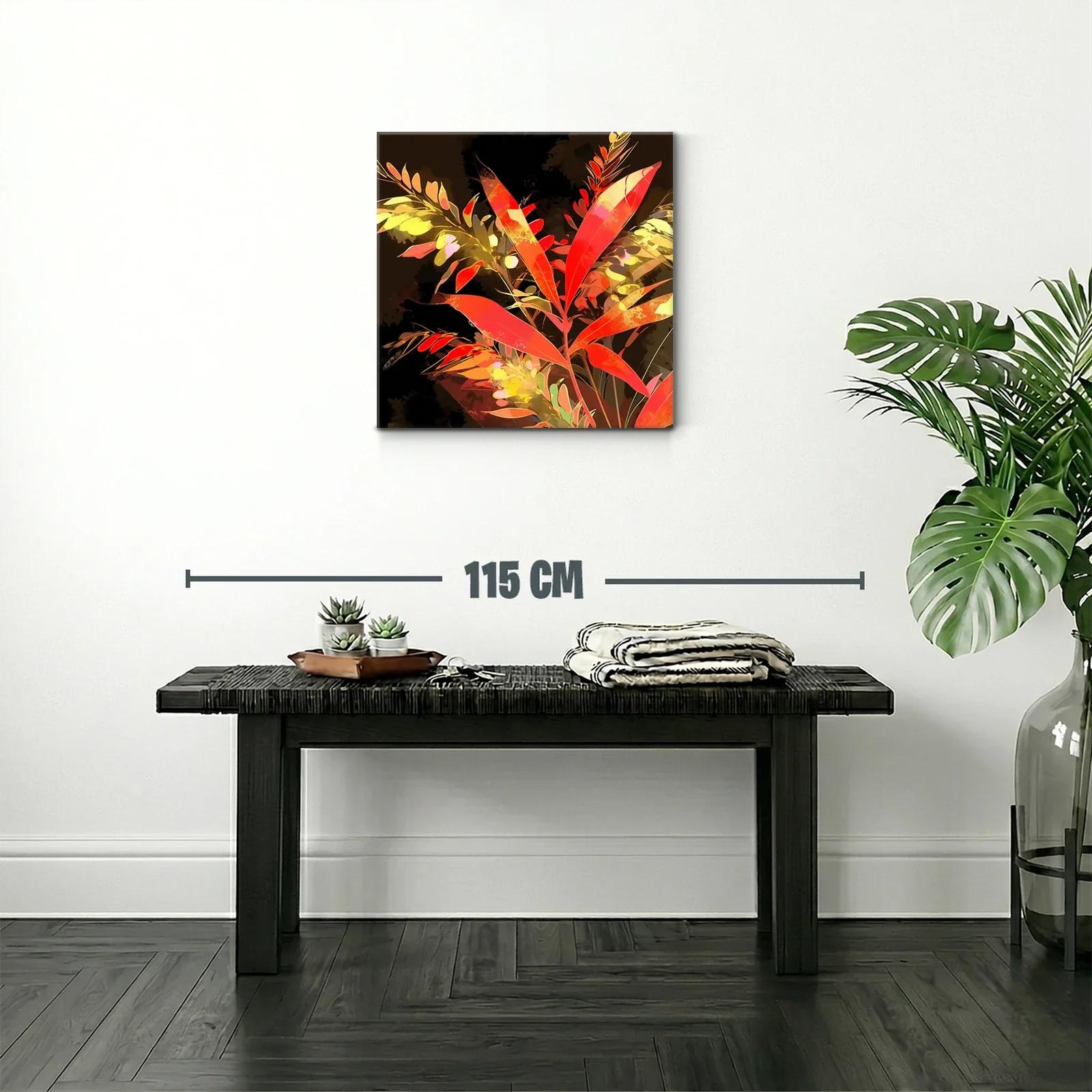 Composición floral vibrante con hojas en tonos rojos y amarillos — miniatura 2