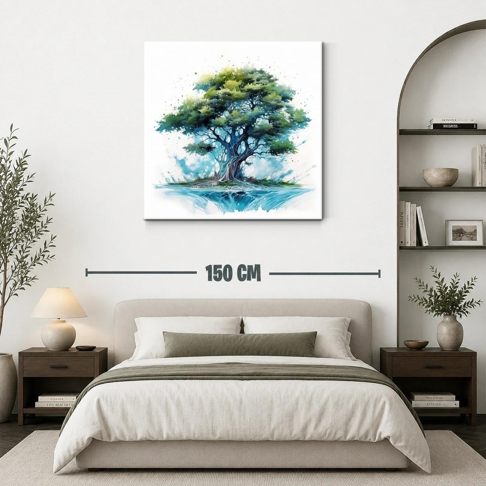 Árbol frondoso en tonos azules y verdes vibrantes — miniatura 3