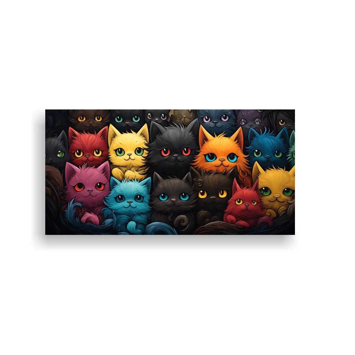 Cuadro grupo de gatos de colores con ojos brillantes — imagen principal