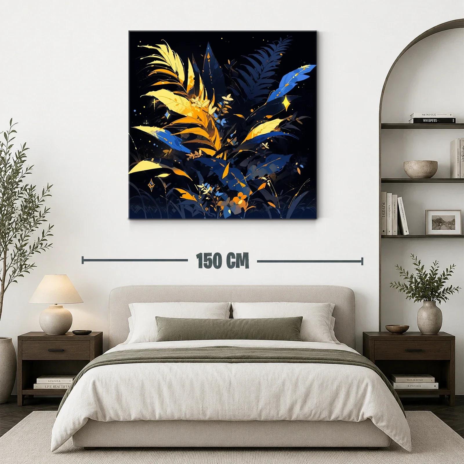 Ramillete luminoso de hojas en tonos azules y dorados — miniatura 3