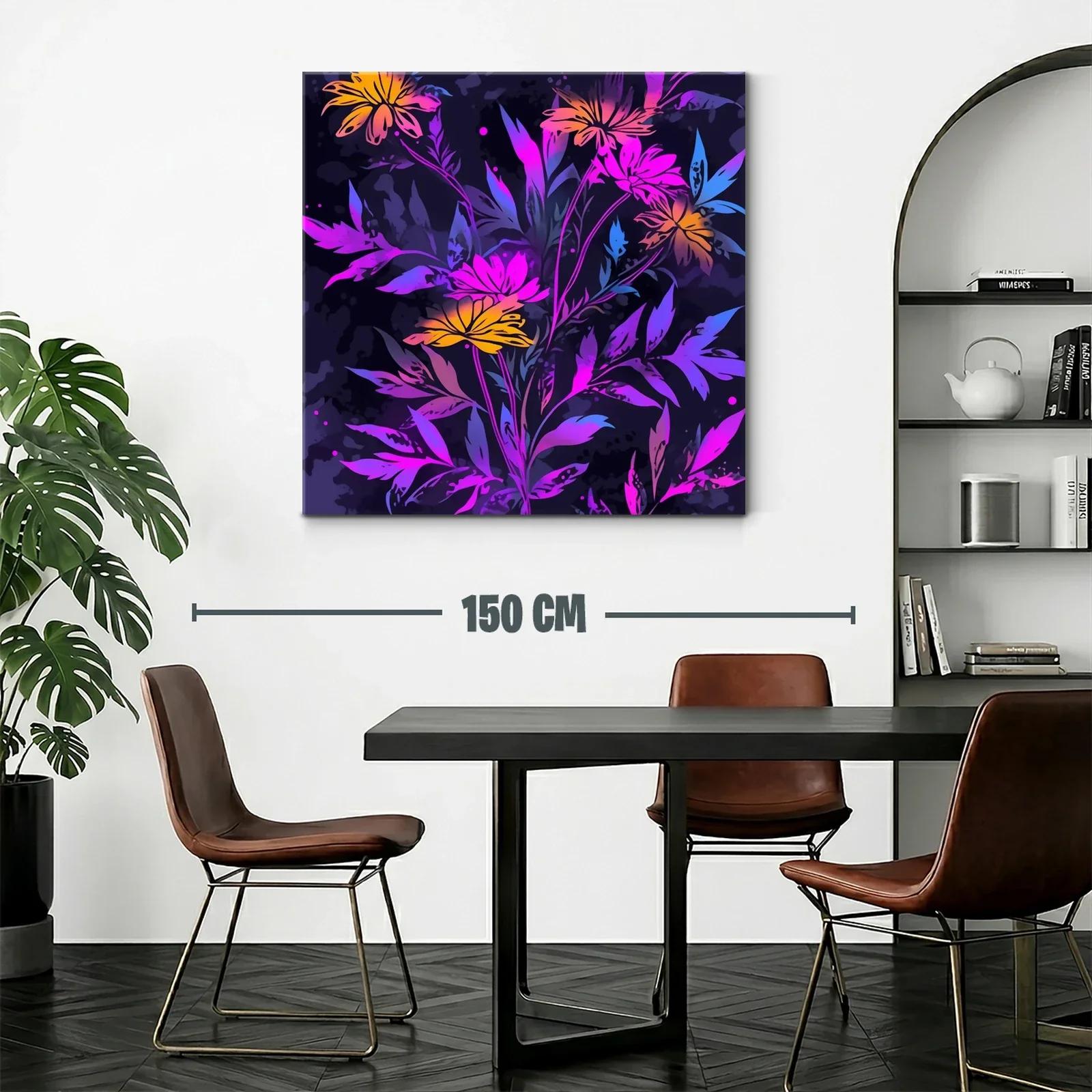 Cuadro floral con tonos vibrantes y fondo oscuro — miniatura 2
