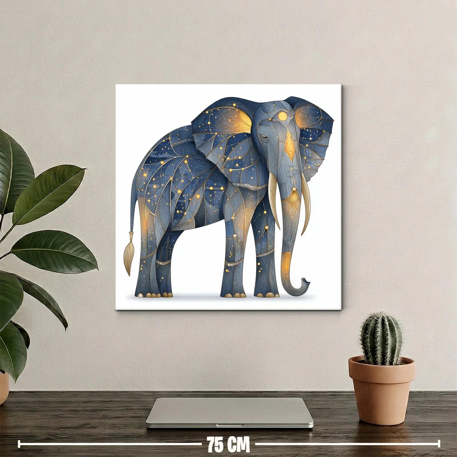 Elefante místico con constelaciones doradas y azul noche — miniatura 2