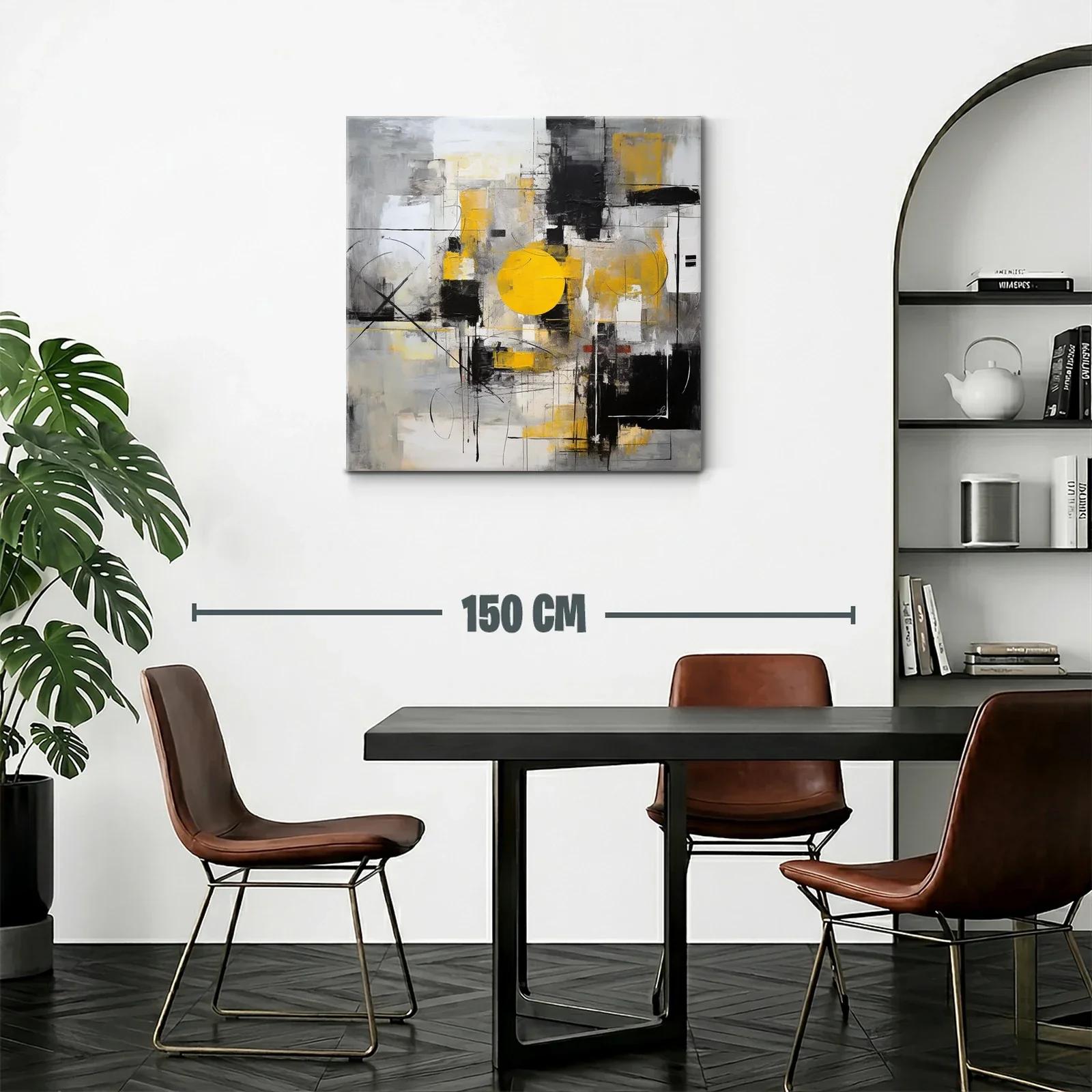 Composición abstracta con círculos y tonos grises y amarillos — miniatura 2