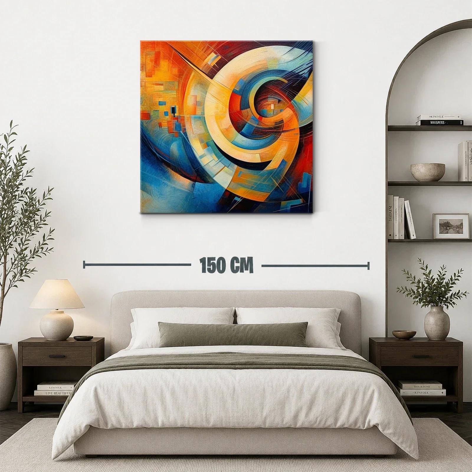 Cuadro abstracto con dinámicas formas y tonos vibrantes — miniatura 3