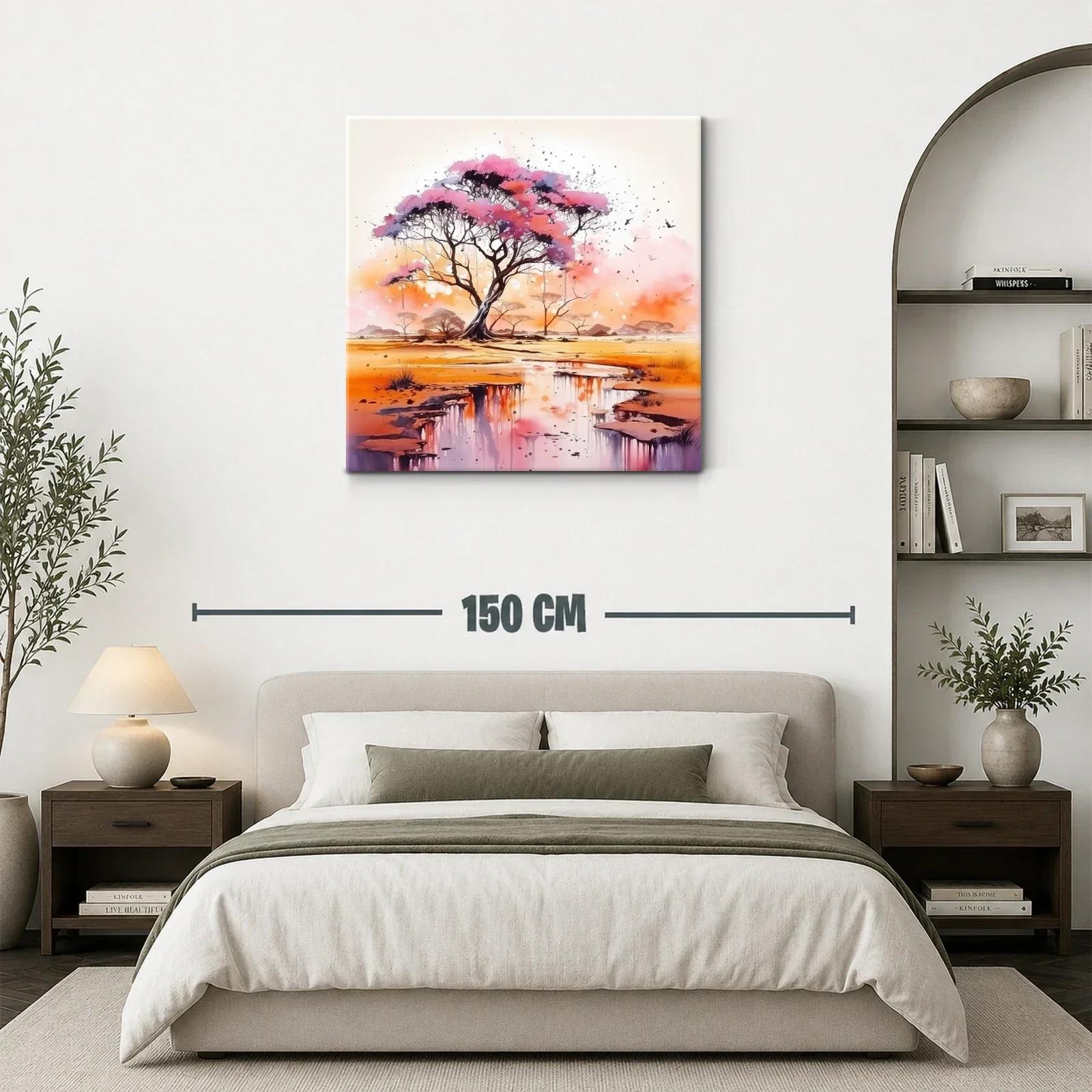 Árbol rosa sobre paisaje reflejado en agua — miniatura 3