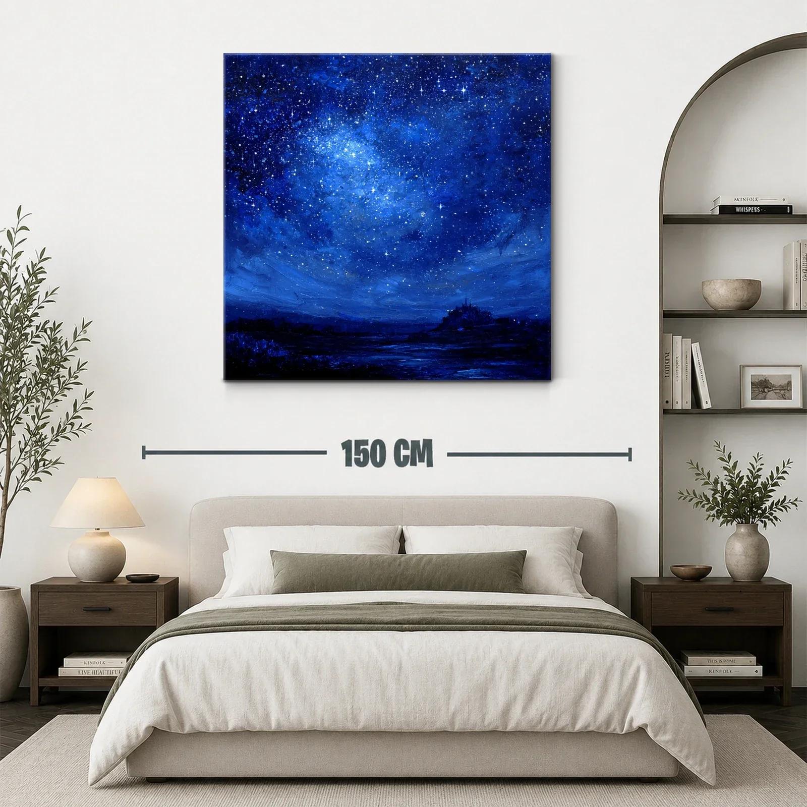 Cielo Estrellado Nocturno con Silueta de Paisaje — miniatura 3
