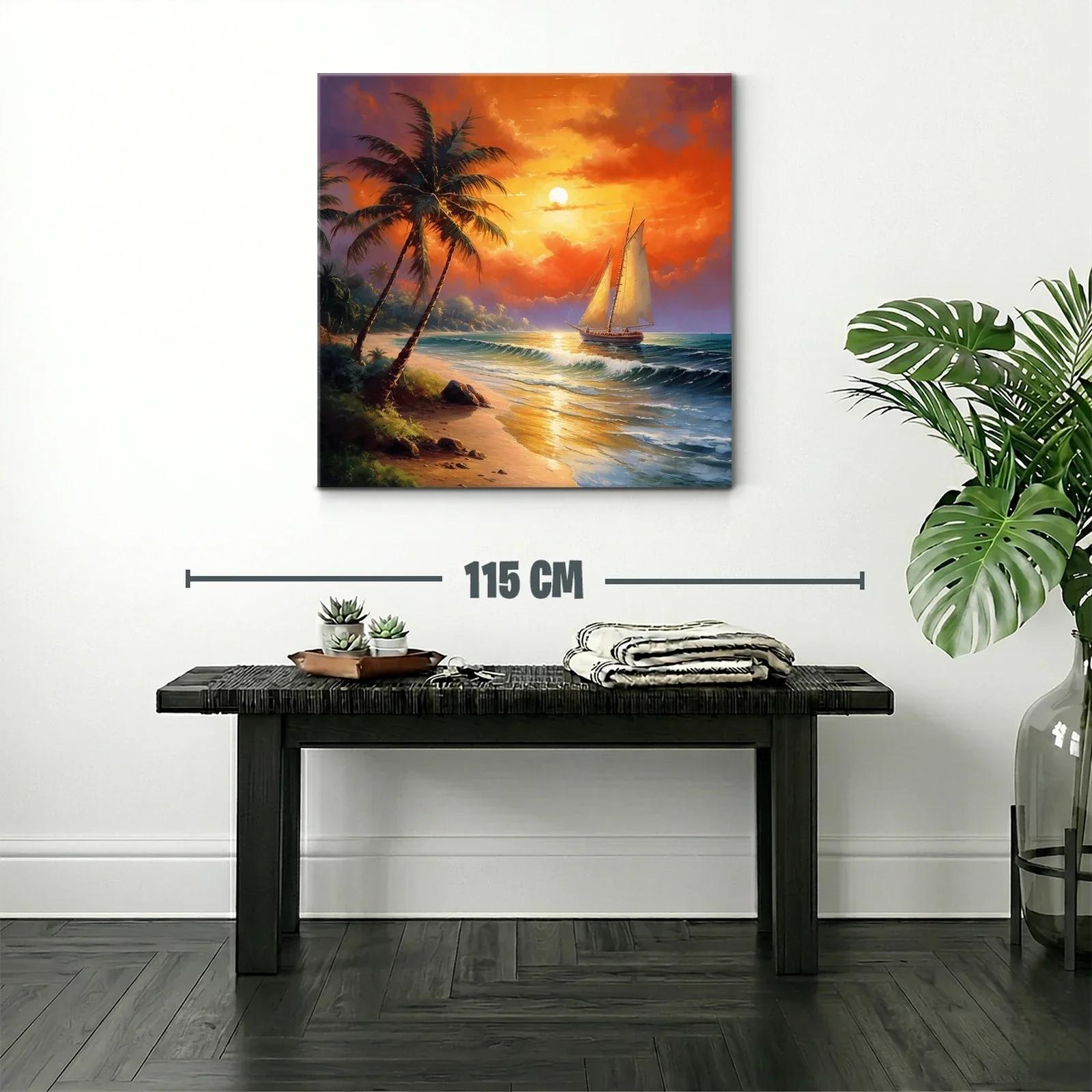 Atardecer tropical con velero navegando en el mar — miniatura 2
