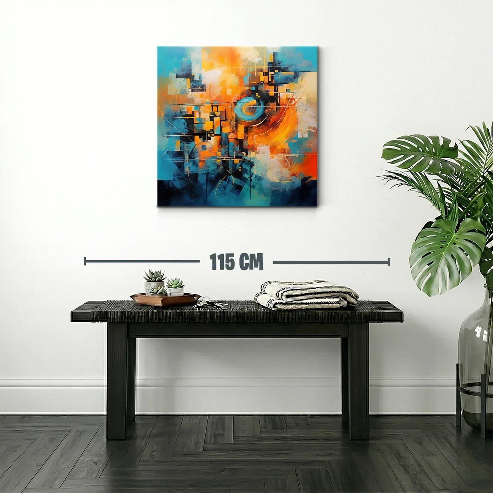 Composición abstracta vibrante en tonos azul y naranja — miniatura 2