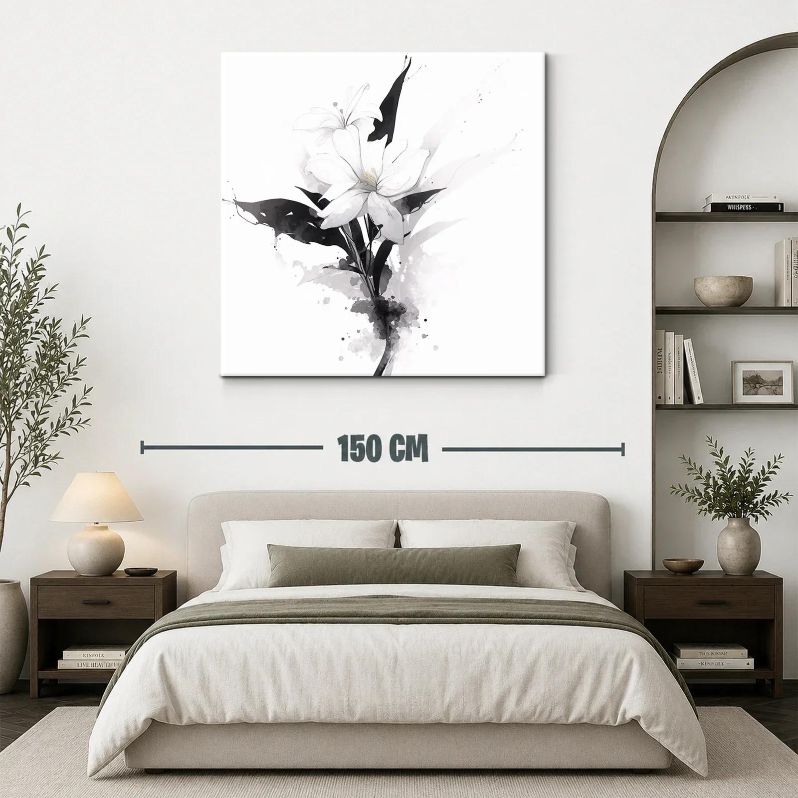 Flor blanca con toques de acuarela en tonos grises — miniatura 3