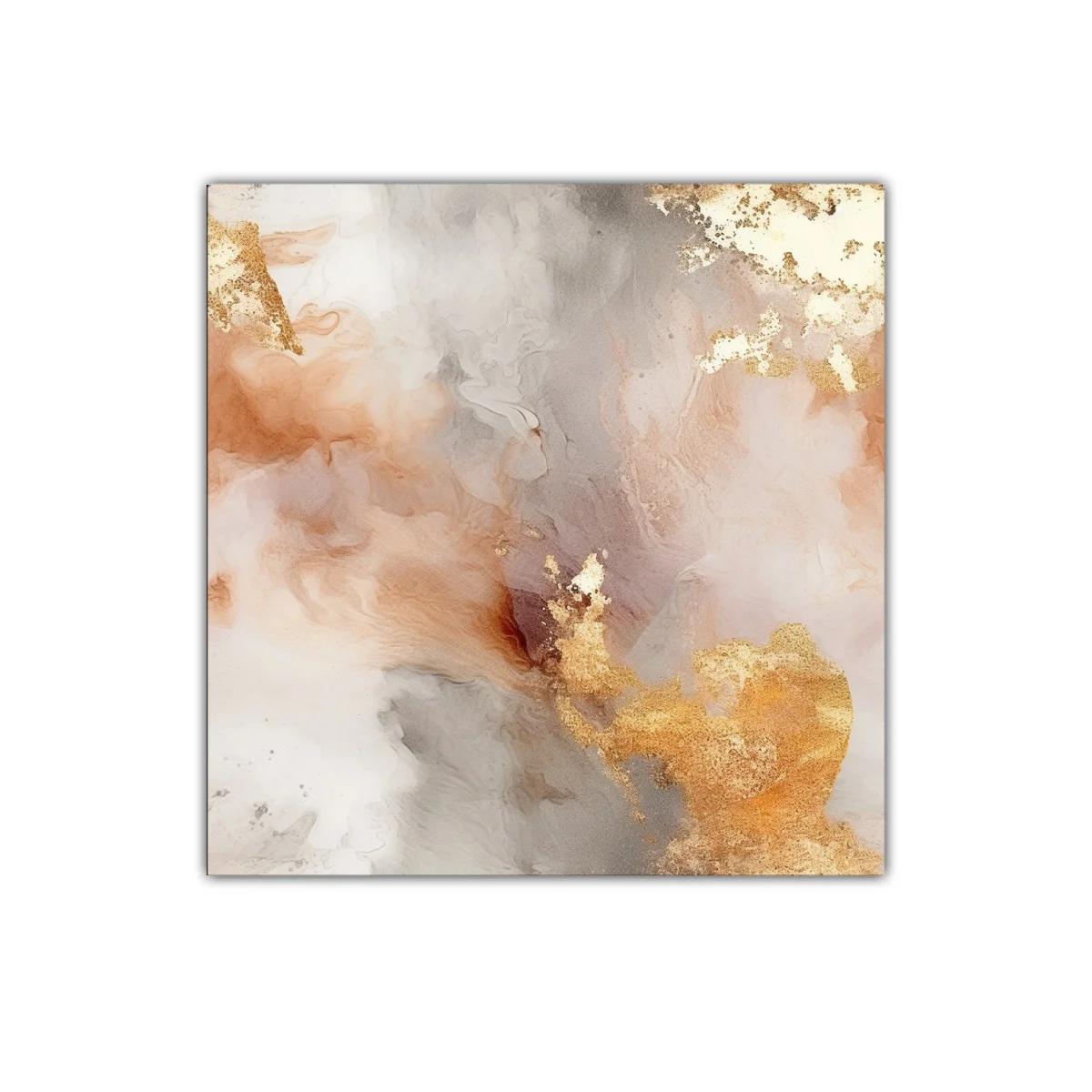 Cuadro decorativo abstracto con tonos tierra y dorados — imagen principal