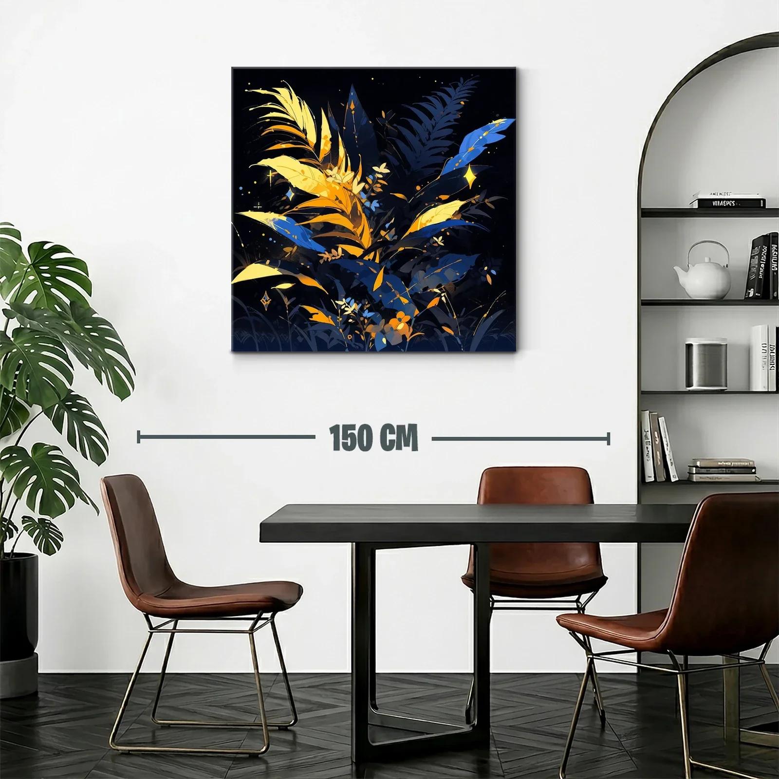 Ramillete luminoso de hojas en tonos azules y dorados — miniatura 2