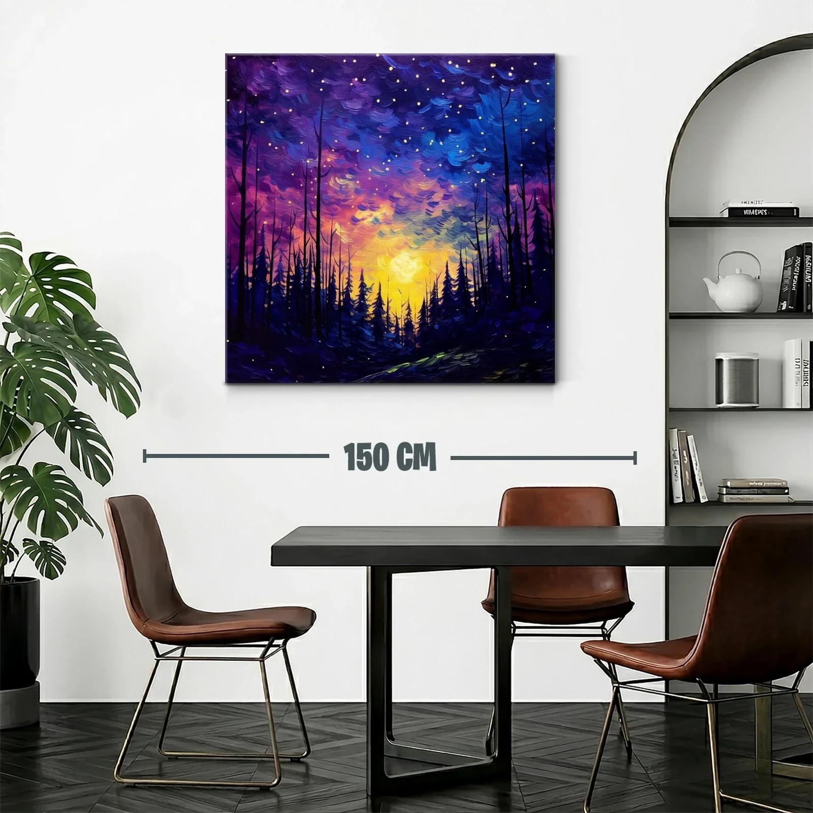 Paisaje nocturno estrellado con bosque encantado — miniatura 2