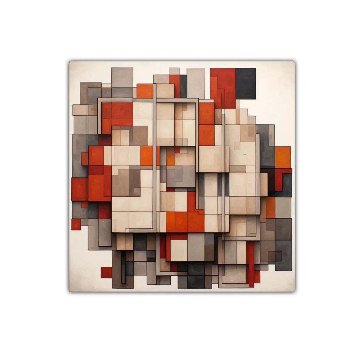 Composición geométrica en tonos tierra y naranja vibrante — imagen principal