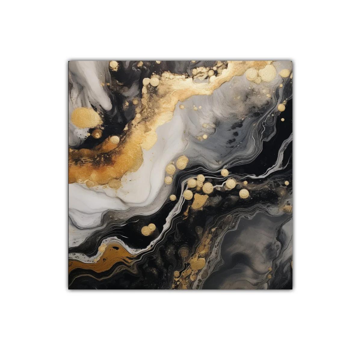 Cuadro abstracto con tonos dorados y negros para decoración elegante
