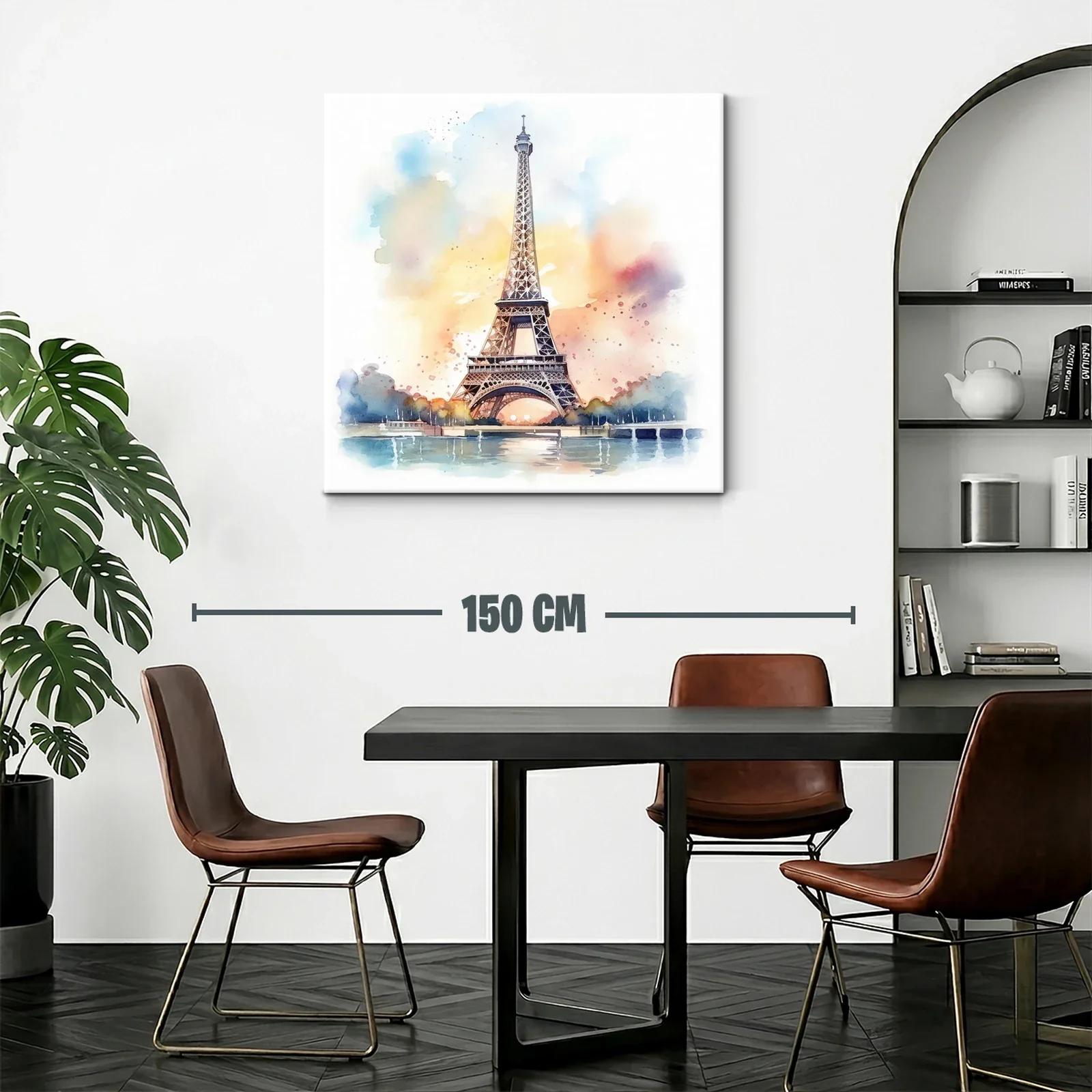 Cuadro Torre Eiffel en Acuarela con Tonos Suaves y Cálidos — miniatura 2