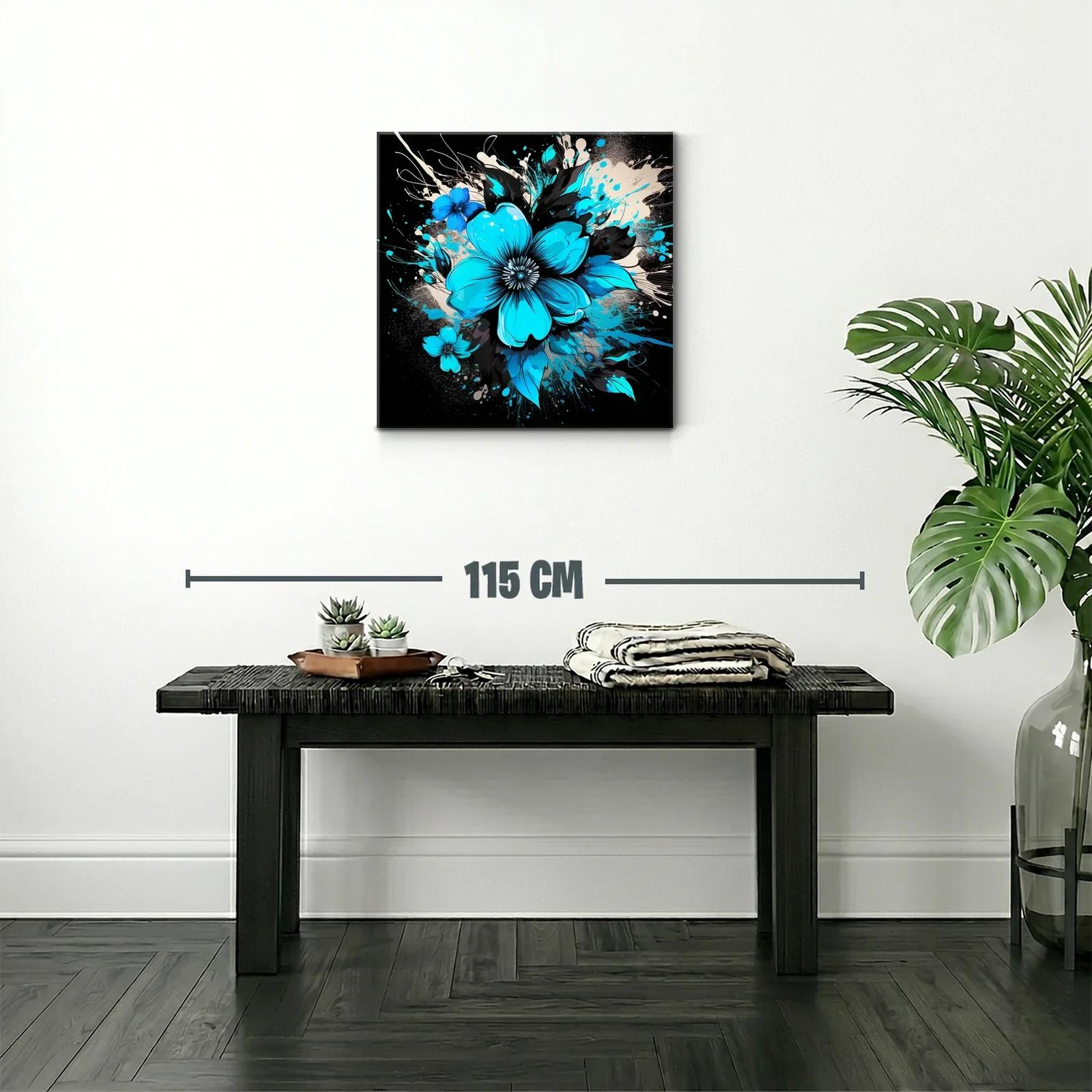 Floral azul vibrante con fondo oscuro y contrastes intensos — miniatura 2