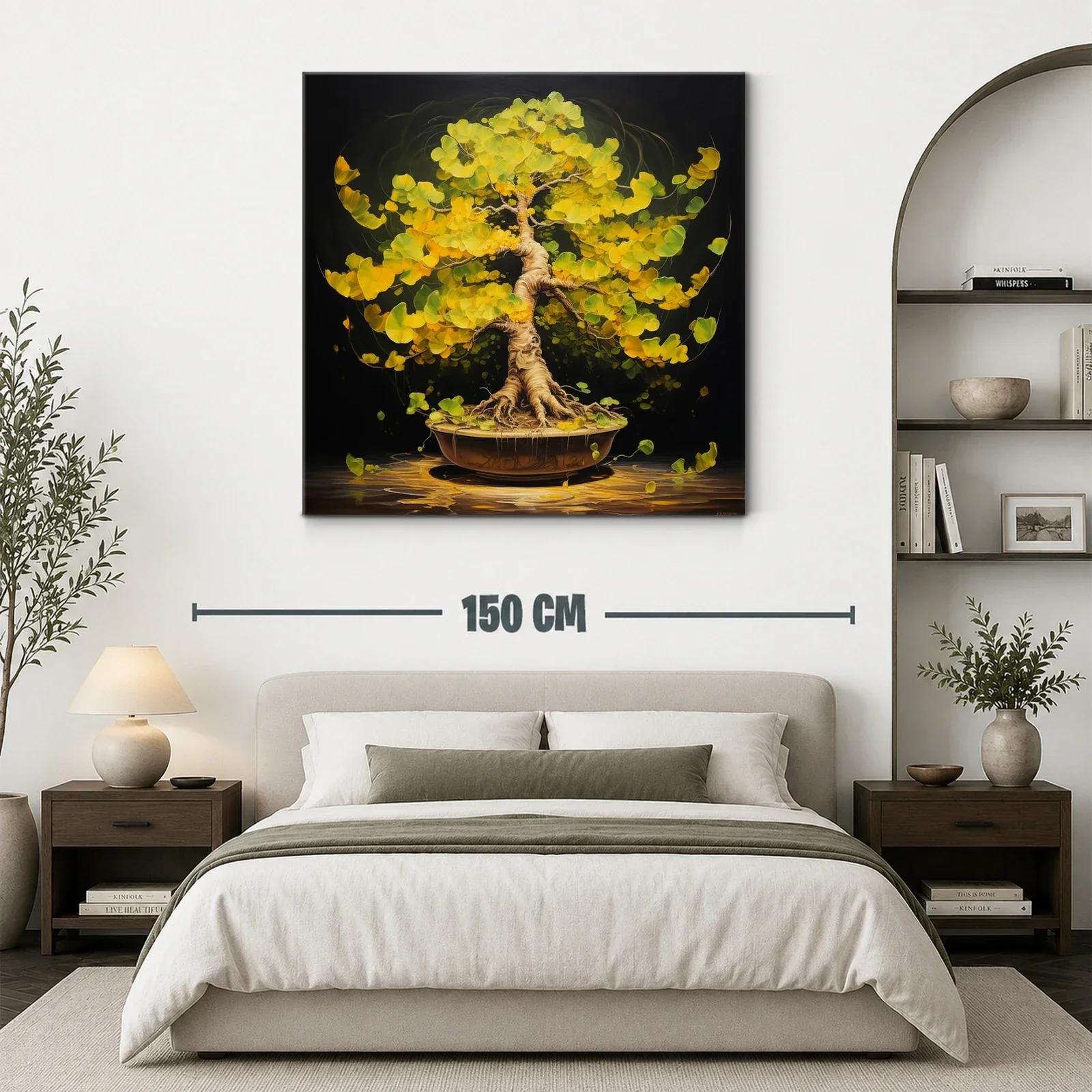 Armonía natural en árbol bonsái de hojas amarillas vibrantes — miniatura 3