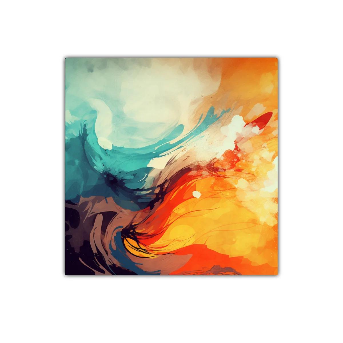 Cuadro abstracto en colores vibrantes y contrastantes