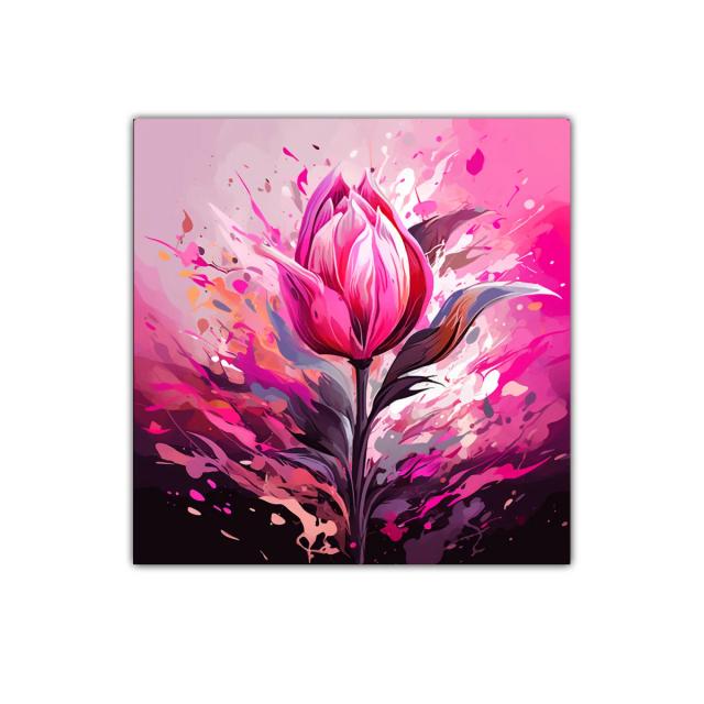 Cuadro decorativo floral con explosión de colores vibrantes