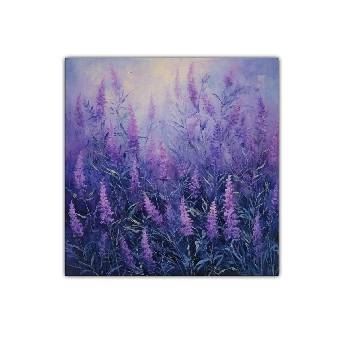 Cuadro decorativo con delicadas flores lilas y moradas