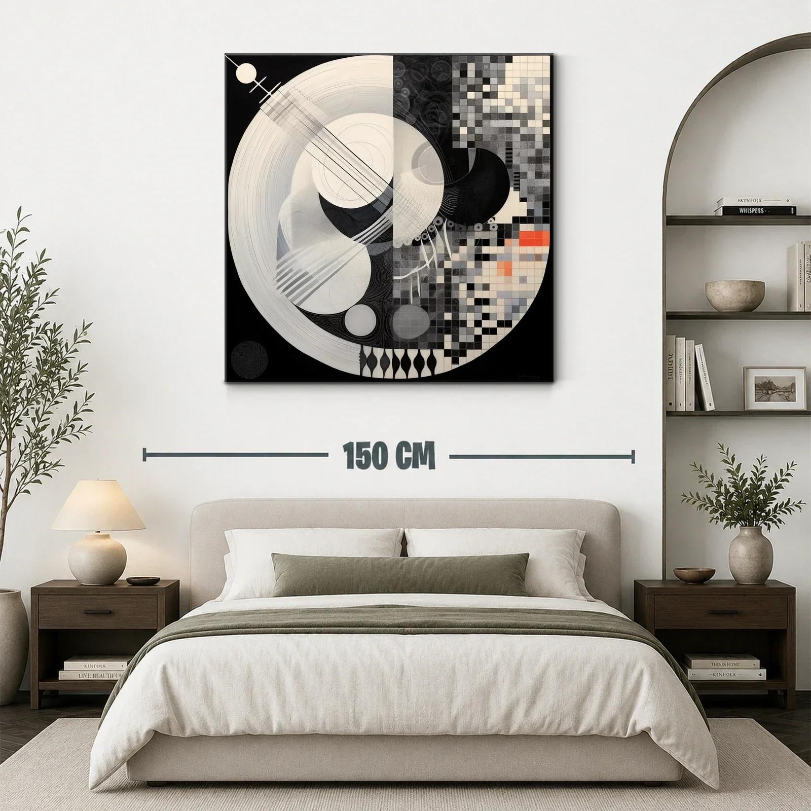 Composición abstracta en blanco y negro con toque naranja — miniatura 3