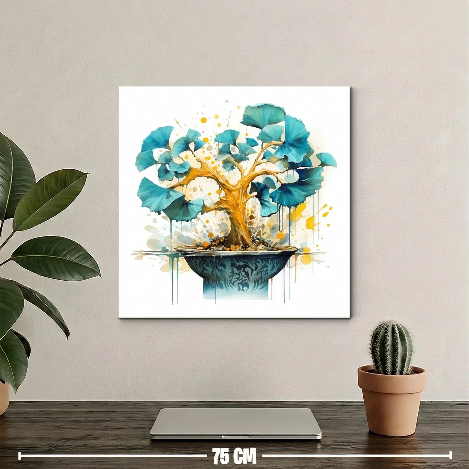 Árbol de Ginkgo en tonos dorados y azules vibrantes — miniatura 2