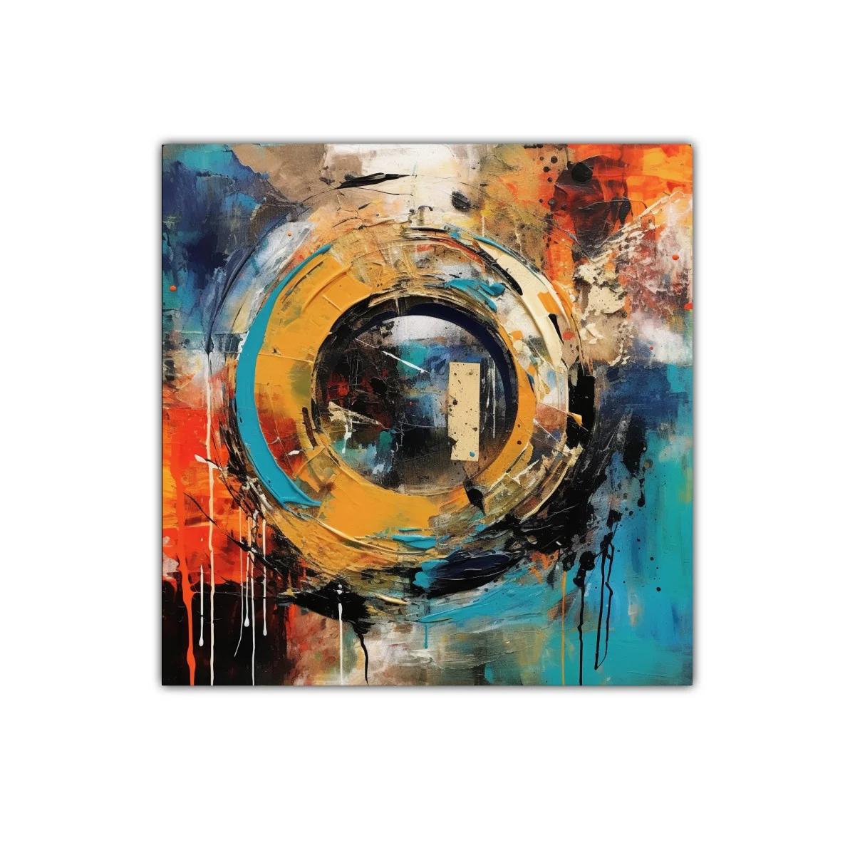 Cuadro abstracto con formas circulares y vibrantes colores — miniatura 1