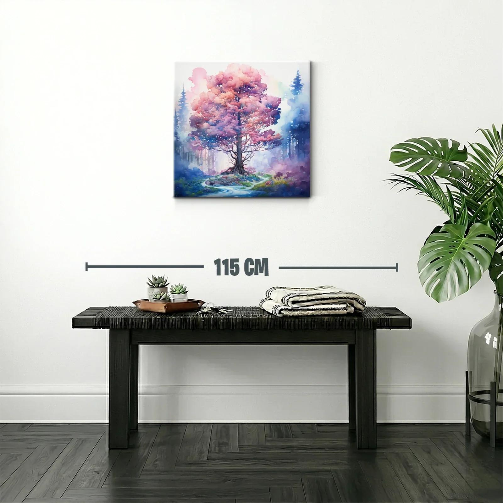 Árbol mágico con follaje rosa y ambiente de ensueño — miniatura 2