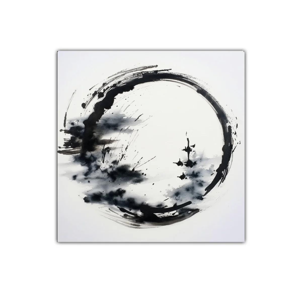 Cuadro círculo zen en blanco y negro para espacios modernos — imagen principal