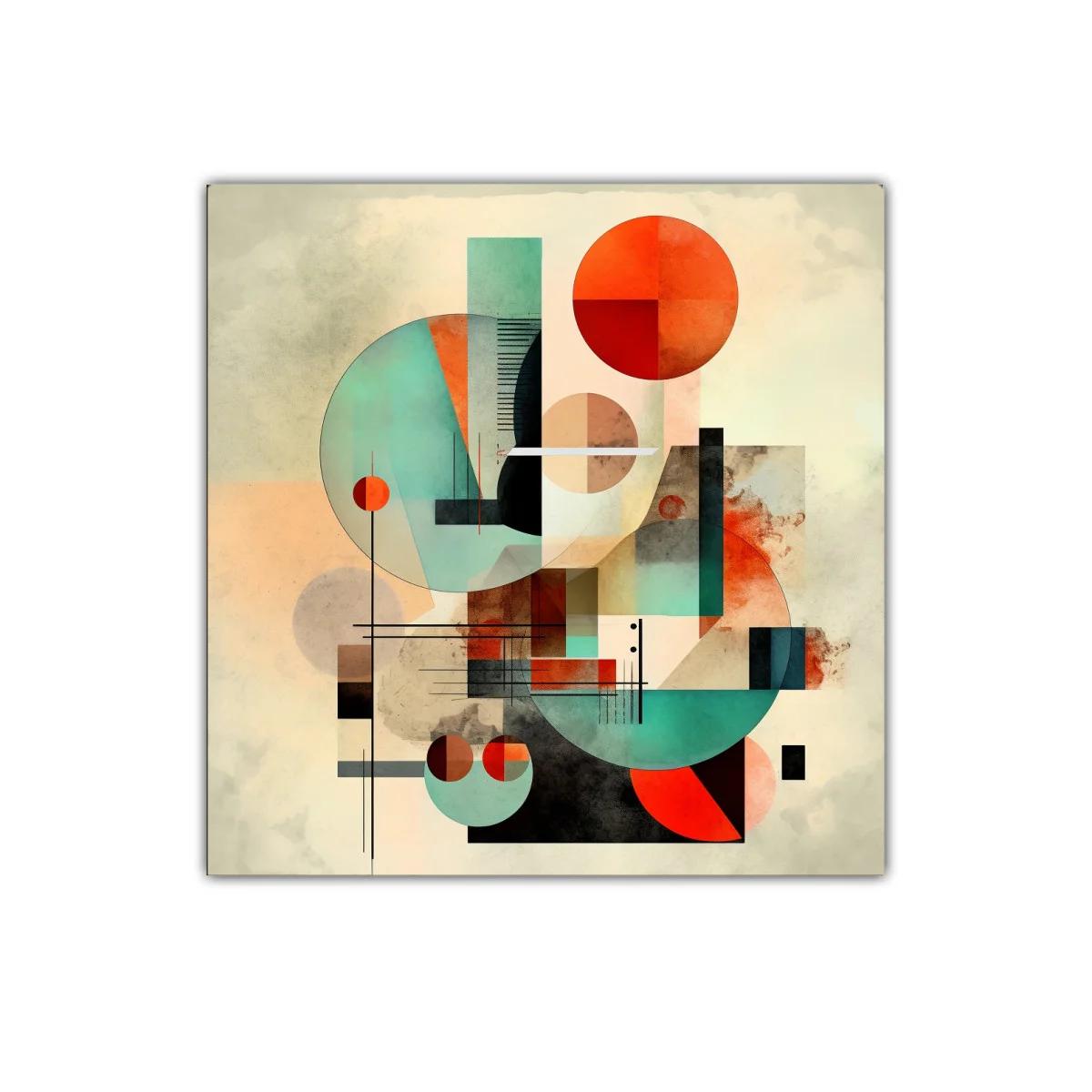 Composición abstracta con formas geométricas y colores vibrantes