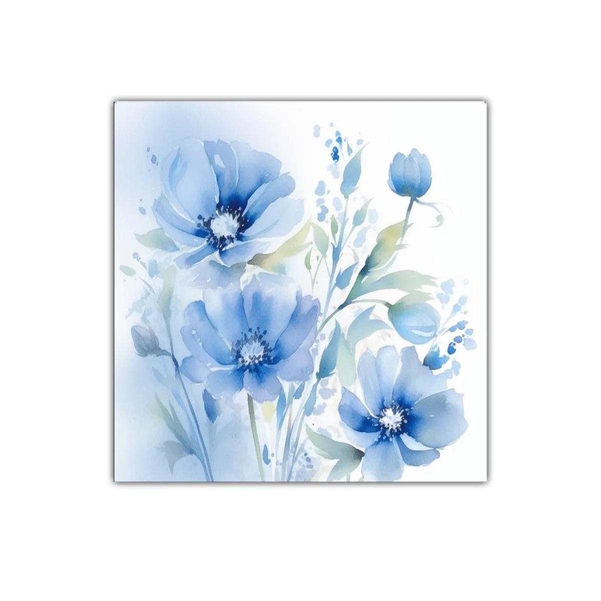 Cuadro floral en tonos azules con delicados pétalos — imagen principal